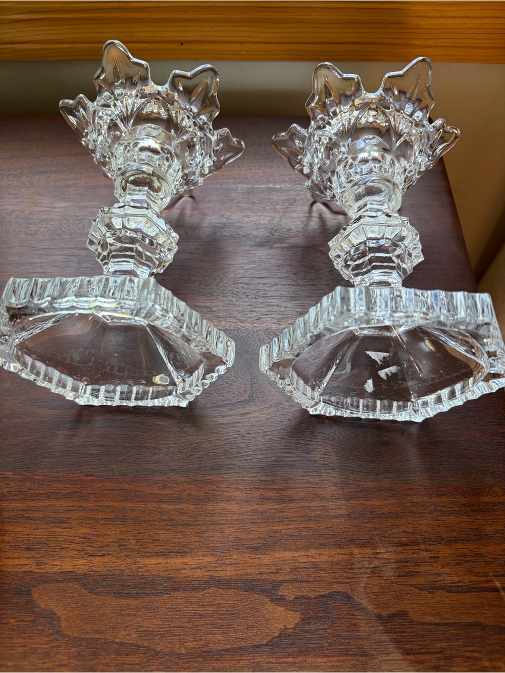 Crystal Glass Candlestick Pair